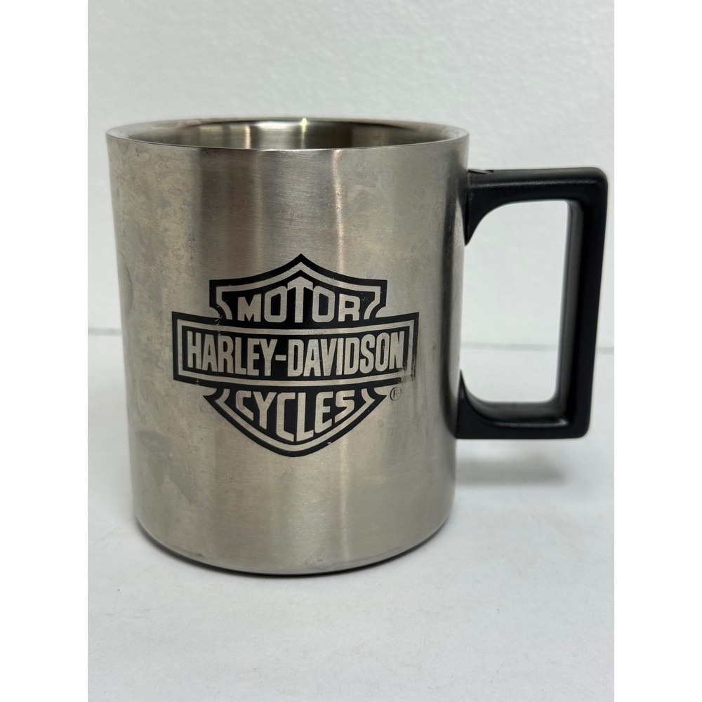 Harley Davidson Coffee Mug Silver Stainless Steel 1999 Logo Insulated